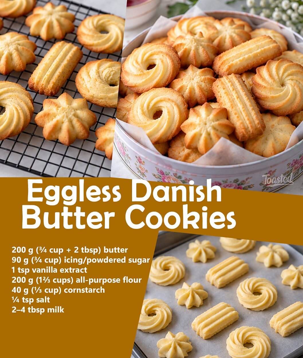 Eggless Danish Butter Cookies